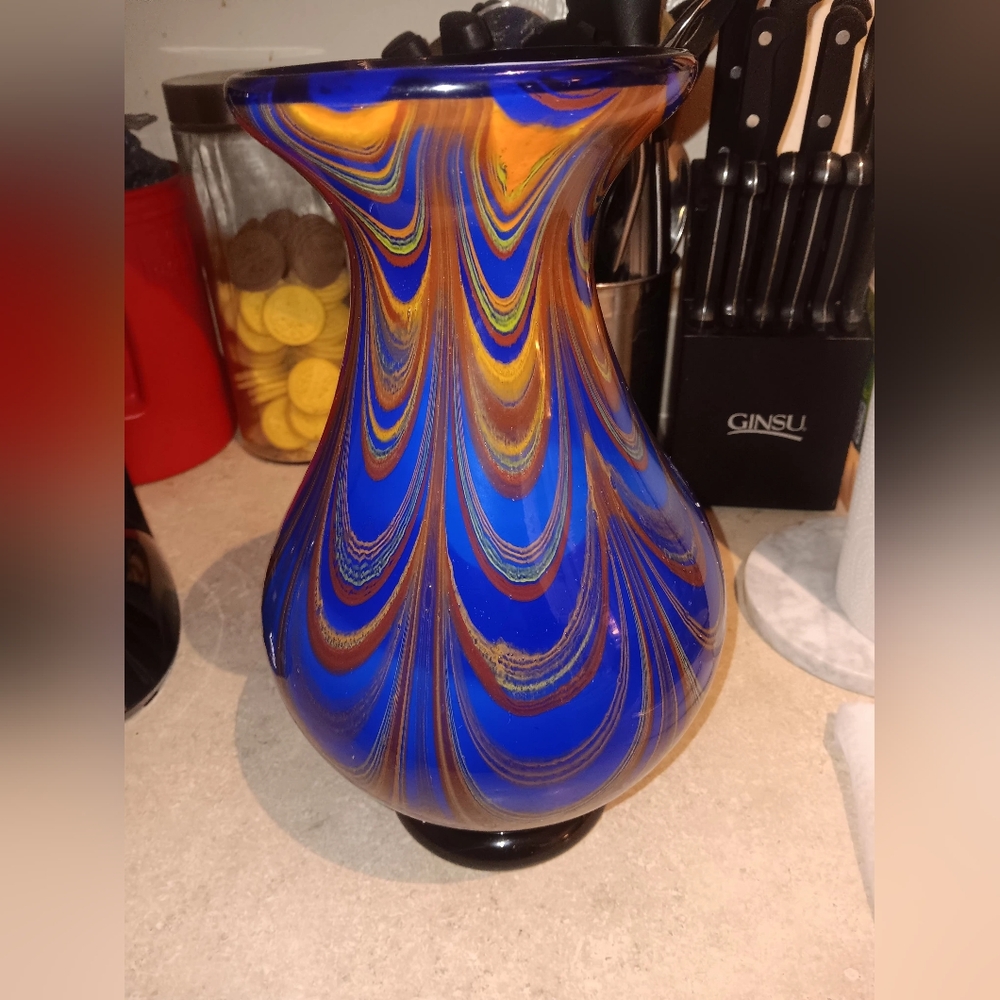 LG. Blue Murano Glass Vase